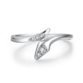 925 Sterling Silver CZ Diamond Snake Shape Stacking Open Adjustable Ring