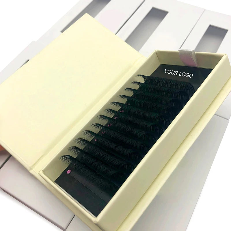 Matte Black Natural Long Soft 25mm Lash Extension Wholesale Trays Private Label Volume Korean Silk Individual Eyelash Extensions