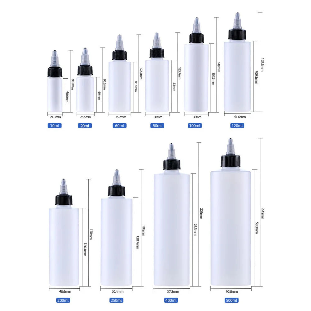 Stock Available HDPE LDPE Squeeze Bottle with Point Nozzle Yorker Twist Cap Ink or Glue Dropper Bottles