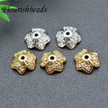 10mm DIY Jewelry Making Findings Gold Plating CZ Setting Flower Spacer Caps Beads