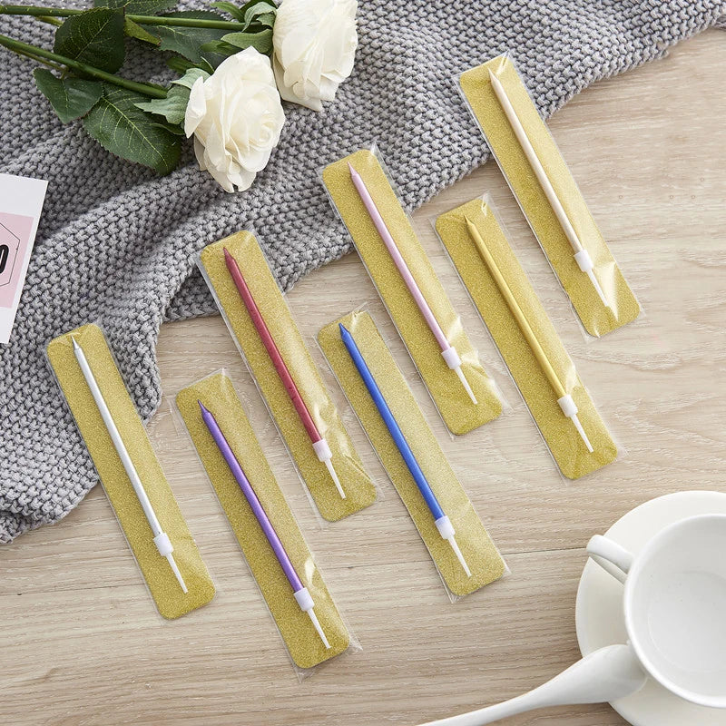 Wholesale OPP Bag Metallic Paint Birthday Candle Set Cake Baking Creative Monochrome Set Single Pencil Candle