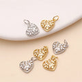 18K Gold Plated Zircon Heart Charm Pendant for Women & Children's Party and Gift Necklace Making
