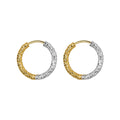 Daidan Clip on Earrings 925 Sterling Silver Fashion Jewelry Two Tone Textured Gold Plated 22mm Huggie Hoop Earrings
