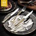 High-End Heavy Vintage Gold Decorated Handle Silverware Set 304 Stainless Steel Flatware-Spoon Fork Cutlery for Parties Weddings