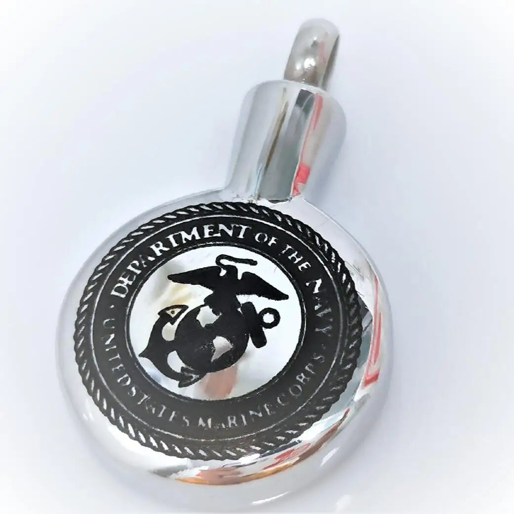 Stainless Steel Cremation Jewelry CORPS Bald Eagles Round Memorial Urn Necklace Ash Keepsake Sign Cemetery Holder Locket Funeral