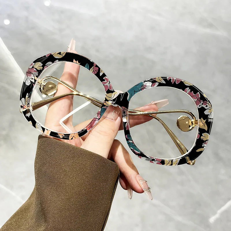 Candy Color Thicken Anti Blue-Ray Eyewear Colorful Pearl Women Oversized Round Sun Protection Sunscreen Steampunk Shades