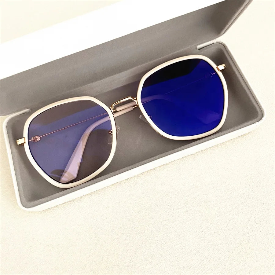 Photocromic Glasses Women Big Square Polygon Metal Black Green Lunette Photogray Anti Blue Light Phone Screen Qingqing