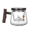 Japanese Style High Borosilicate Glas Teapot  With Wooden Handle Lid and Glass Filter