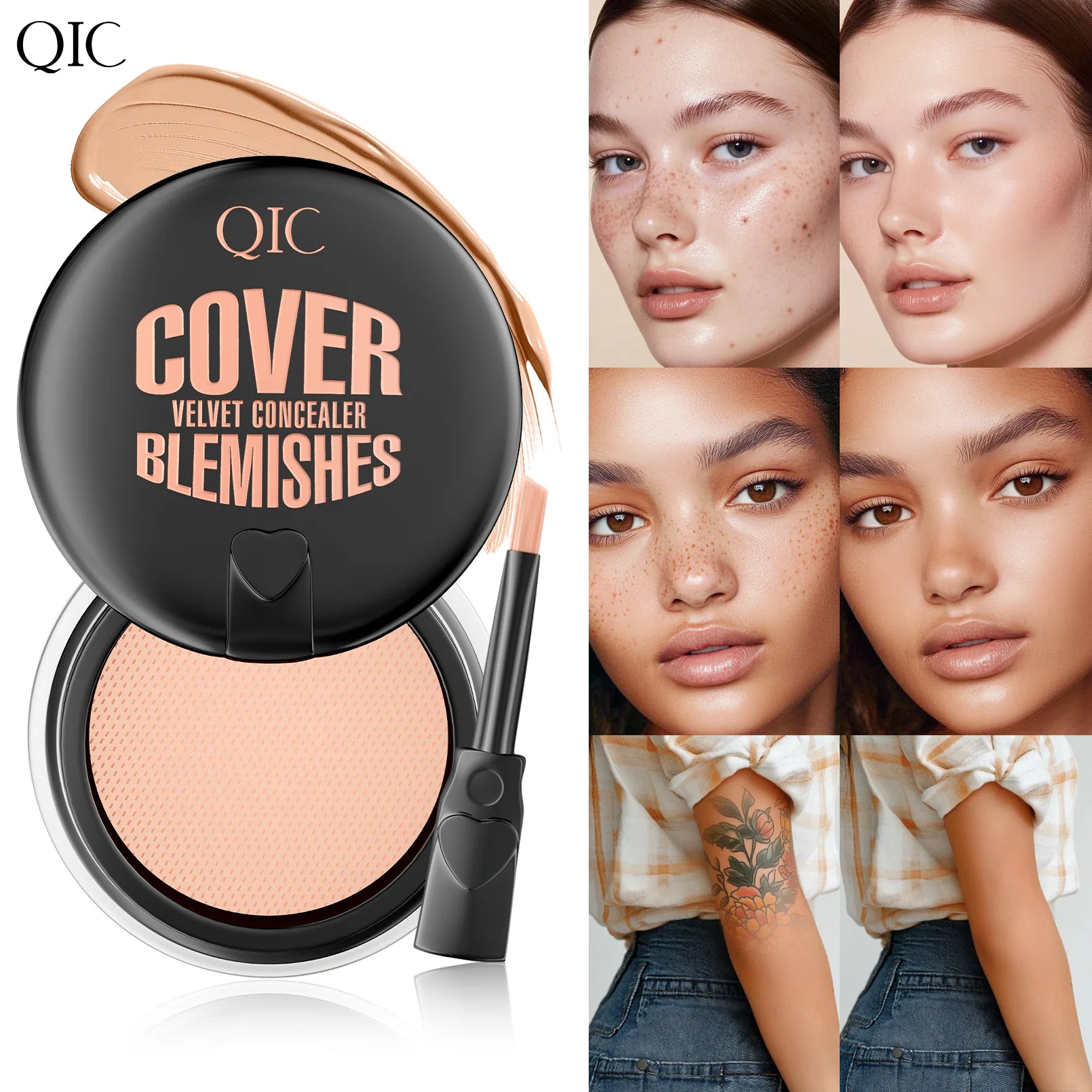 CC Cream Foundation With Brush Air Cushion Face Makeup Moisturizing Concealer Waterproof Long-Lasting Can Even Skin Tone