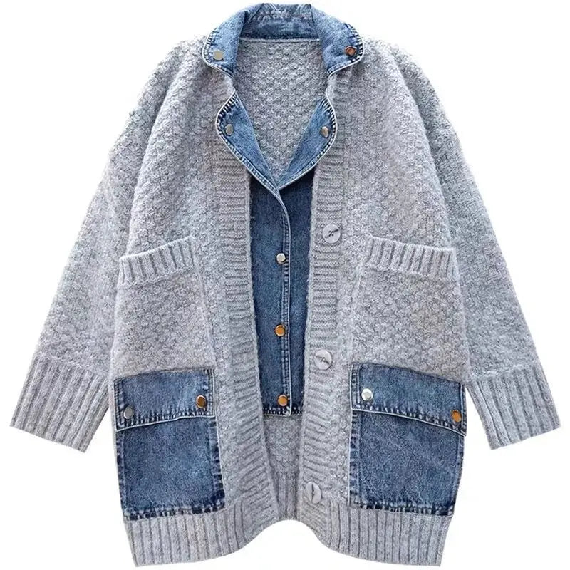Wholesale 2026 Autumn New Slouchy Korean Edition Fake Two Piece Design Loose Knit Women's Sweater