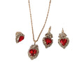 New Water Drop Love Water Diamond Set Necklace Earrings Ring Bridal Jewelry Three Piece Set Watch Accessories