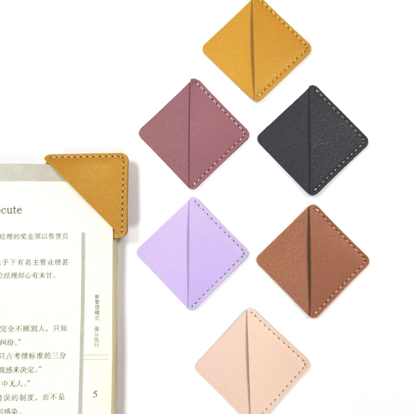 Cute Handmade Book Reading Gift Bookmark PU Leather Triangle Page Corner Bookmarks