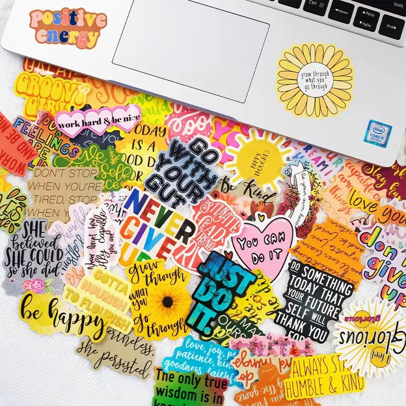 50pcs DIY Suitcase Sticker English Cartoon Creative Graffiti Stickers Packs for Children's Laptops Suitcase Bottle Bike Guitar
