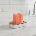 NO PLASTIC Custom Design Reusable Bamboo Wooden Black bar Soap Dish Holder Self Draining Travel Box with Tray for Home Made Soap