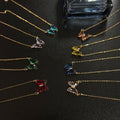 2025 New Design Natural Stone Crystal Butterfly Charms 8 Colors Stainless Steel Women Butterfly Necklaces