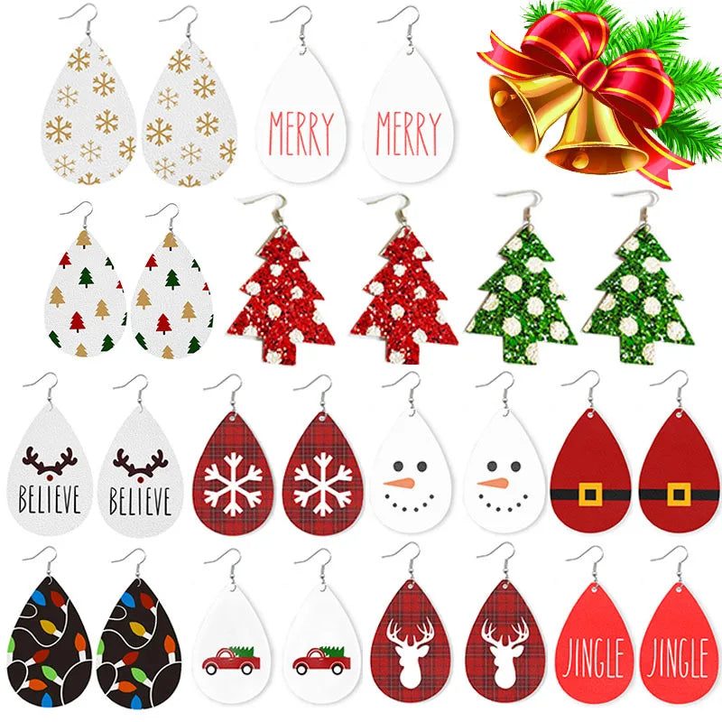 Theme Earrings Drop Earrings Trendy Manufacturers Wholesale Popular Christmas Christmas Tree Friendship Pu Women's Mixed 1 Pair