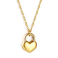 Waterproof Plated 18K Real Gold Peach Heart Lock Pendant Necklace Wholesale Custom Stainless Steel Jewelry Necklace