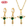 Quality 18k Gold Plated Supplier Brass Cubic Zirconia fairy Wand Cute Creative Earring Necklace Sets for Women