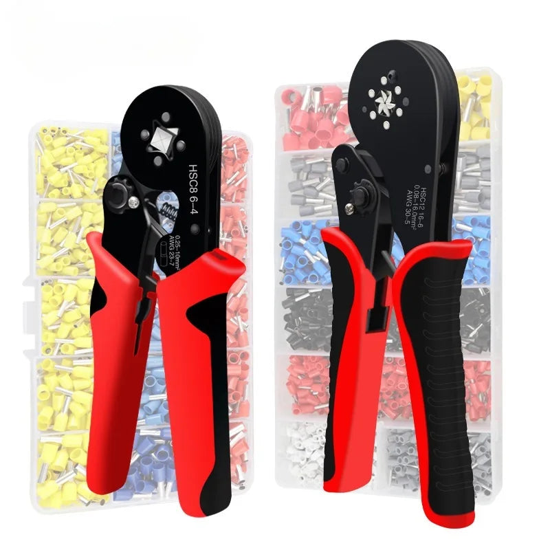 Compact Steel Industrial Grade Wire Crimping Pliers Soft Grip Handle for Insulated Cable Connectors 0.25-10mm2 Crimping Range VE