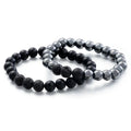 Hot Selling Fashion 8mm Natural Lava Stone Agate Babingtonite Beaded Bangle Classic Jewelry Men Bracelets for Gift