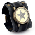 Antique Vintage Quartz Watch for Men 40mm Glass Dial 20mm Wide Genuine Leather Hip Hop Style Alloy Buckle Bracelet Antique
