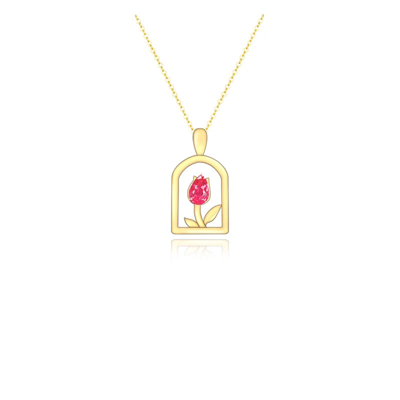 New Custom Ladies Luxury Jewellery Wholesale Price 18K Gold Plated 925 Sterling Silver Rose Flower Necklace