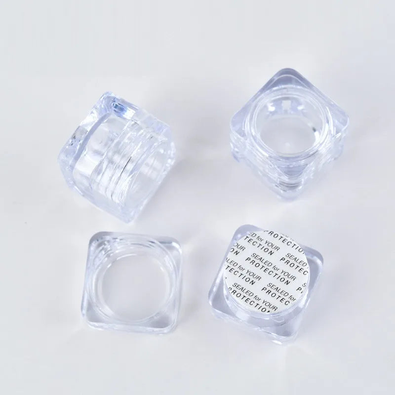 Customized Empty Plastic Thickness Acrylic 5g square clear Lipstick Cream Jar with Gasket Seal Leak Proof Pot Printed PVC Labels
