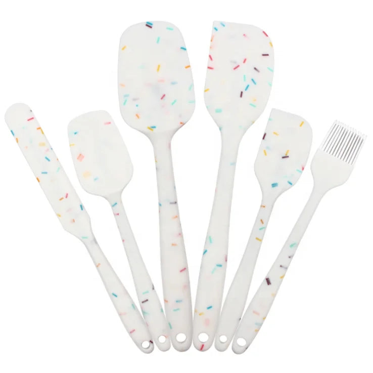 6pcs Silicone Spatula Set 40-230Â°F Heat Resistant Kitchen & Oven Rubber Spatula with Cutter & Brush Baking Pastry Tools