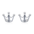 Mini 925 Sterling Silver Crown Shape Stud Earrings for Women
