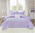 Metallic Printed Hearts Ultra-Soft Microlight Plush Designers Comforter Set Edredom