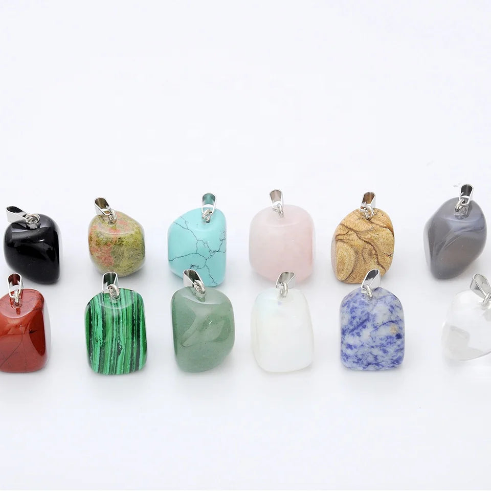 Wholesale 20mm Natural Stone Pendantrose Quartz Turquoise Malachite for Jewelry Makingirregular Shape Gemstone Pendants Charm