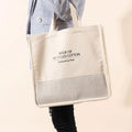 Custom Silk Screen Printed Recycled Cotton and Linen Foldable Natural Large Canvas Tote Bag With Logo