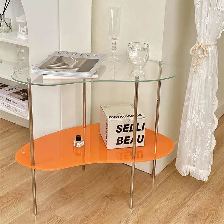 Assembled Acrylic Small Table Antique Small Apartment Double-Layer Coffee Table Sofa Side Table