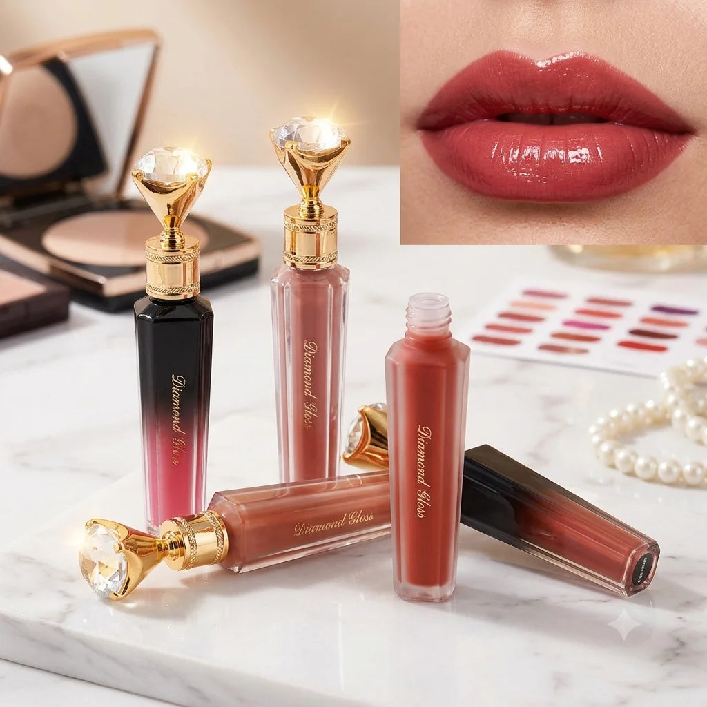 Wholesale Makeup Vegan Private Label Custom Long Lasting Mineral Matte Liquid Lipstick Non-stick Waterproof Diamond Lip Gloss