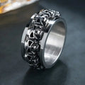 Gothic Antique Silver Stainless Steel Men's Ring Punk Finger Ring Casting Skeleton Skull Head Charms Men's Rings Jewelry