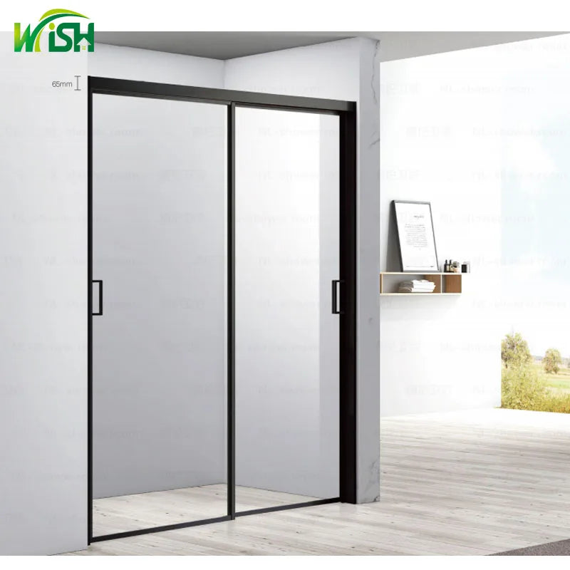 WISH 8mm Modern with Frame Aluminum Sliding Tempered Glass Shower Enclosure for Home Villa Hotel Bathroom