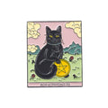 Creative THALO Card Golden Metal Badge Enamel Bad Luck Black Cat Double Brooch Upside Down White Horse Pins Set