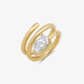 Pear Cut CZ 925 Sterling Silver Women Jewelry Gold Plated Spiral Pinky Ring