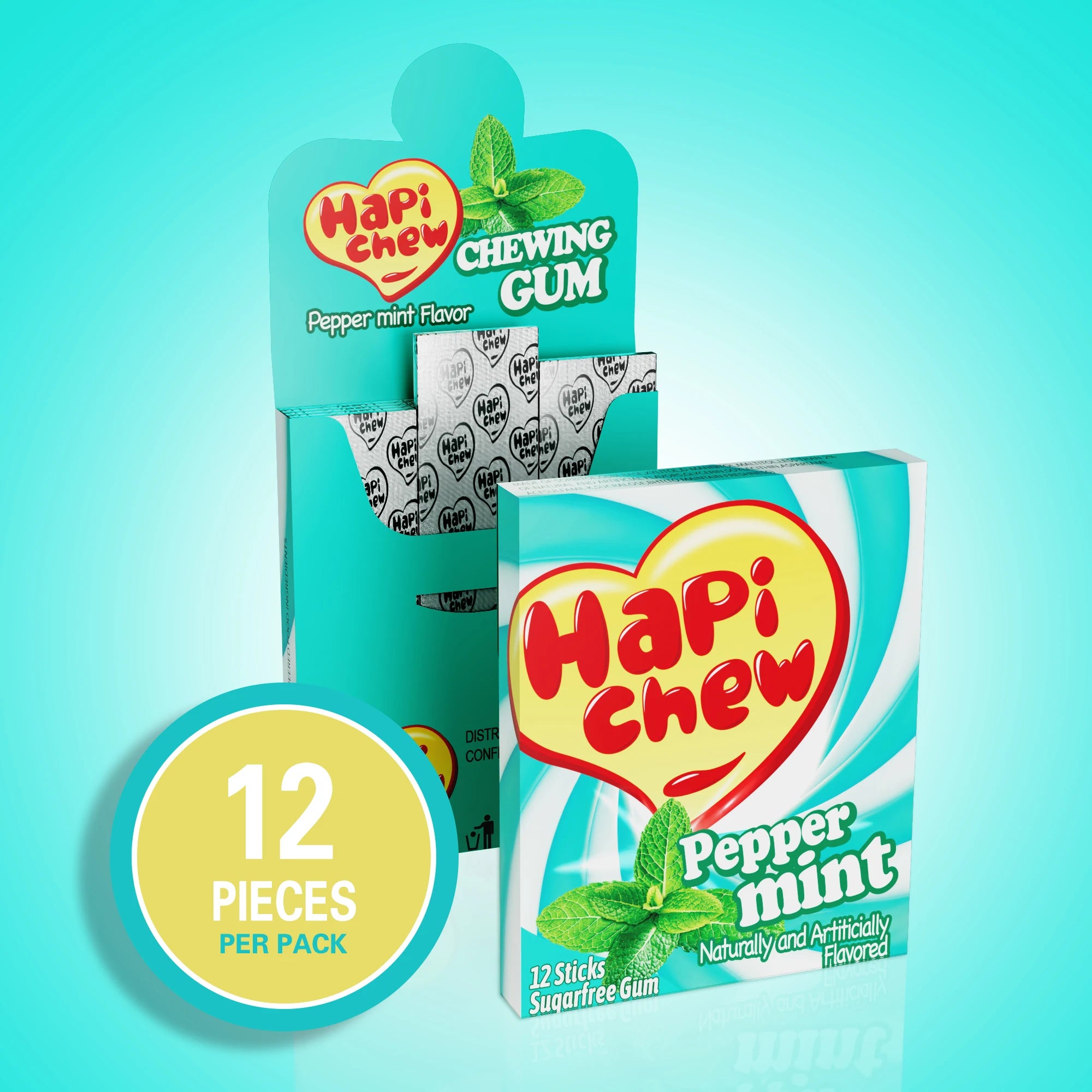 Hapi Chew Private Label 12 Pcs Mastic Halal Sugar Free Mint Natural Fruity Flavor Healthy Teeth Clean Chewing Gum