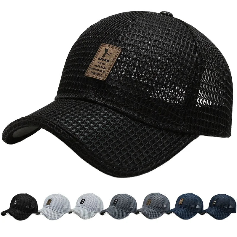 Men's Hollow Mesh Hat Women's New Summer Outdoor Sun Hat Fashion Solid Color Wild Breathable Baseball Cap Dad Cap
