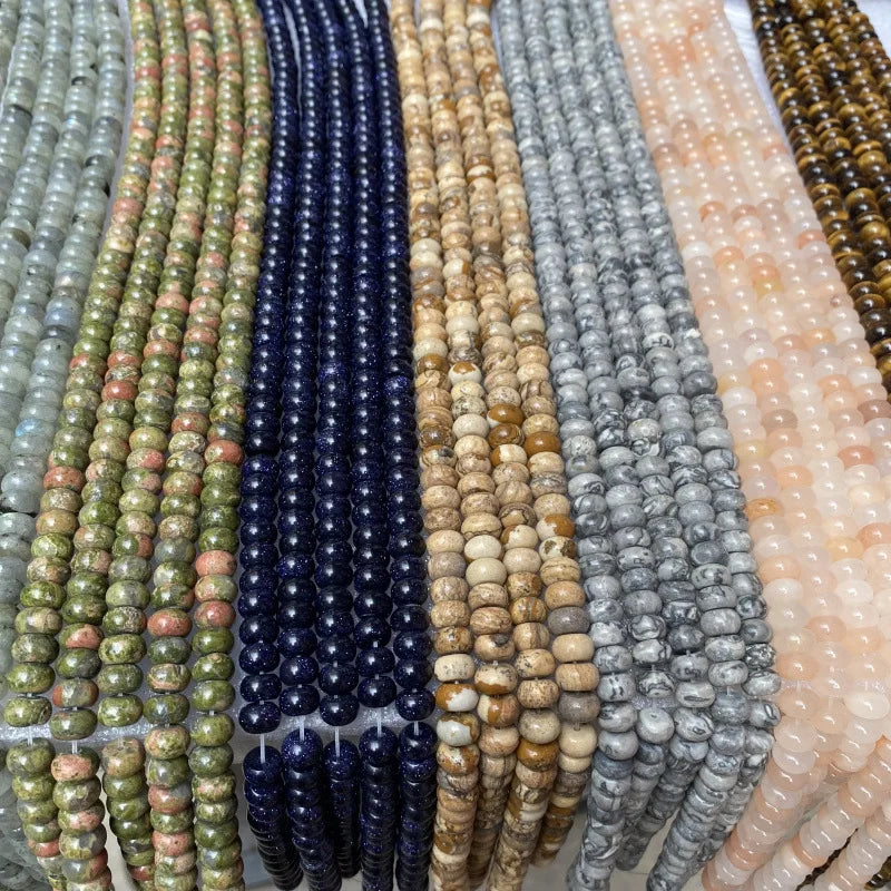 Tiger Eye Stone Abacus Bead Scattered Map Stone Wheel Diy Accessories Bracelet Spacer Beads for Jewelry Making