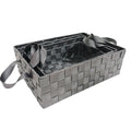 Set of 4 Grey Woven Strap Bins Organizer for Kids Stackable Toy Storage Hamper with Handle for Office Organization