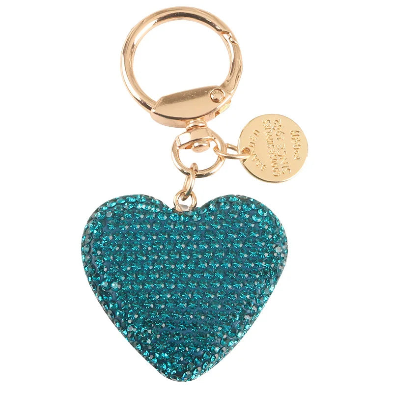 Creative 6 Color Full Rhinestone Heart Key Chains Couple Peach Heart Car Keychain Women Handbag Pendant Keyring Gift
