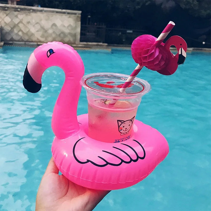 Hot Selling Flamingo Inflatable Water Coaster From Manufacturers Floating Drink Cup Holder for Swimming