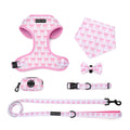 Custom LOGO Pet Harness Vest Set 6pcs Printed Mesh Dog Harness Dog Leash Collar Poop Bag Bowtie Bandana Adjustable Pet Harness
