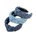 New Fashion Cool Girls Denim Knotted Headband for Women Wide Hairbands Blue Hair Hoops Accessories Wholesale
