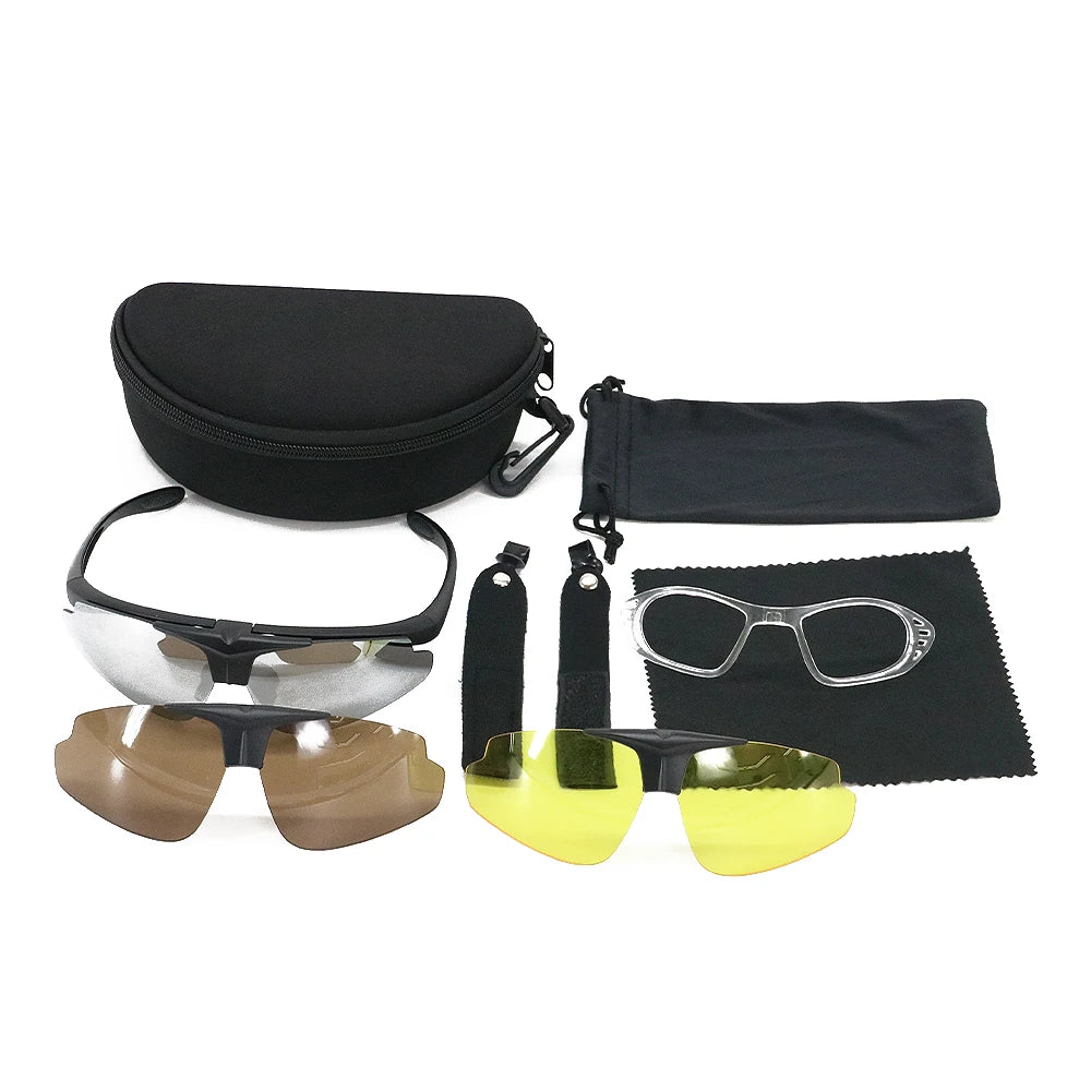 Tactical Shooting Glasses with 3 Lens Anti-Impact Hunting & Cycling Goggles with Protection Polarized Lens for Outdoor Sports