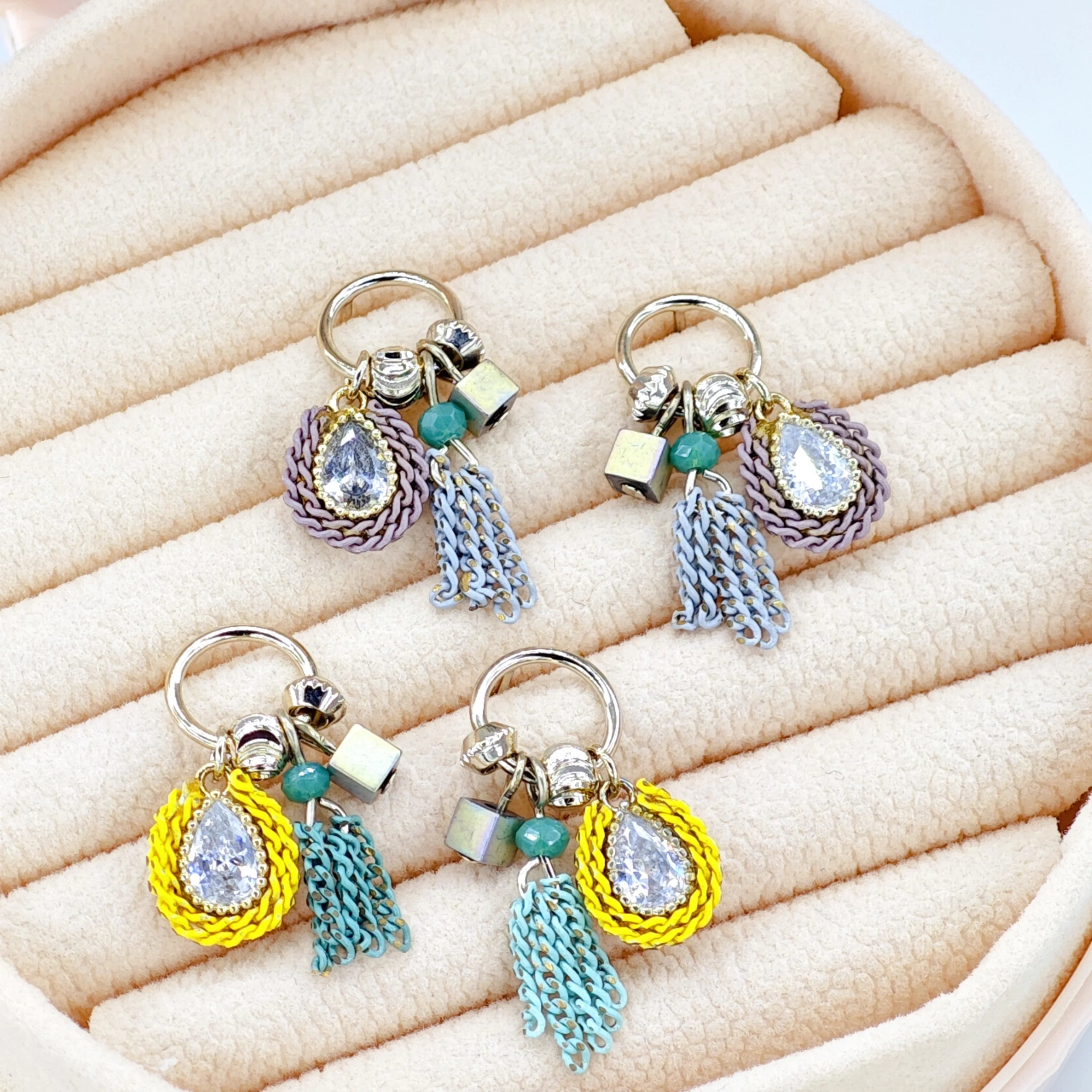 Ilona Bohemian Colorful Tassel Drop Earrings Silver Plated Copper Teardrop  Woven Charm Hoops Summer Vacation Statement Jewelry