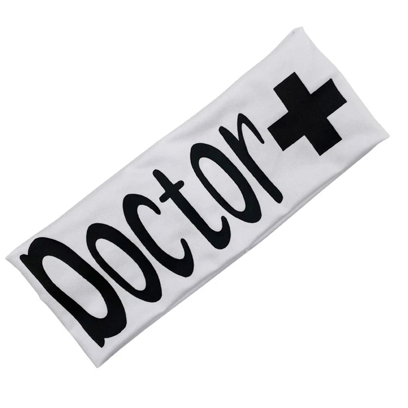 MIO Fashion Print Doctor Nurse Headband Soft Milk Silk Headband Elastic Non Slip Hair Bands Button Headbands for Yoga Sport