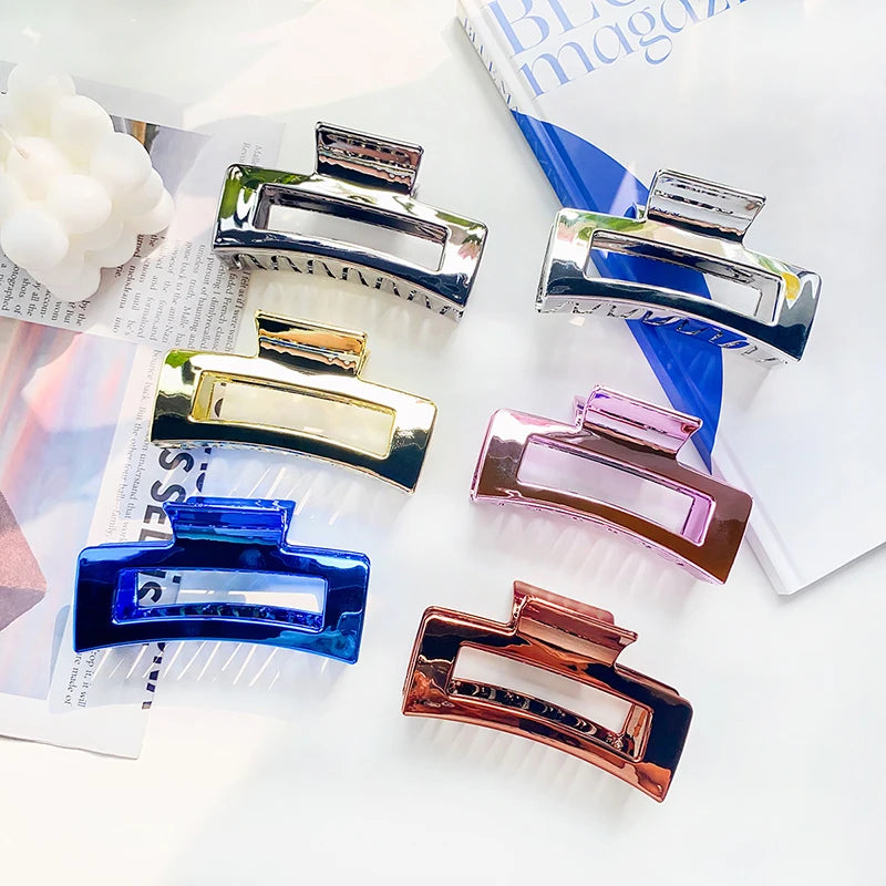 Korean Women Hair Accessories High-Quality Back Head Girl Hair Clip Custom Metal Square Hair Claw